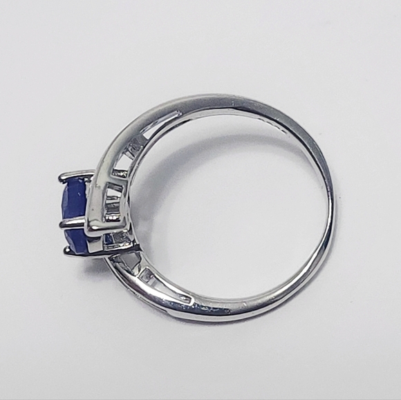 1.75 ctw Sapphire Silver Ring  size 7.25 - Picture 6 of 11